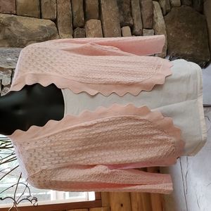 ELLE PINK SCALLOPED XL CARDIGAN..OPEN WEAVE
